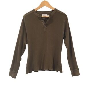 Reliance Garments Guideboat Waffle Knit Henley‎ Shirt Medium Olive Green killer